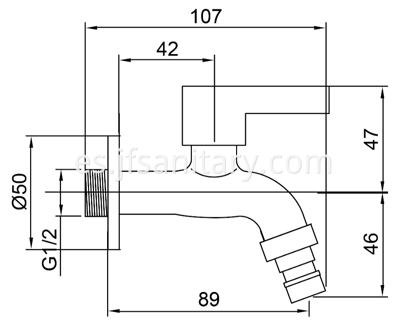 Size Of Wash Machine Wall Tap